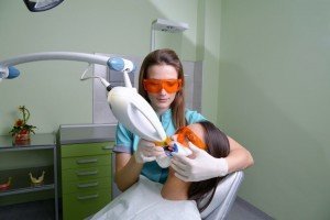 Laser dentistry performed on a patient